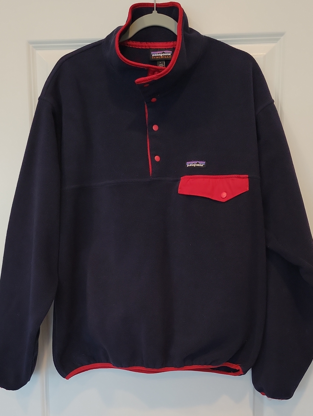 Patagonia Synchilla Snap-T Pullover Jacket Blue Ted Trim Size Large